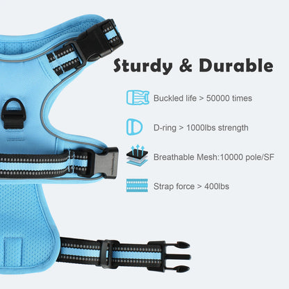 Sky Blue No-Pull Dog Adjustable Harness with Easy Control Handle - TrendyPet's Zone