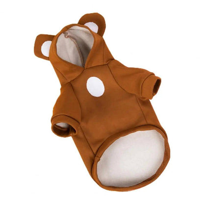 Solid Coffee Color Bear Ears Two-legged Sweatshirt for Pets - TrendyPet's Zone