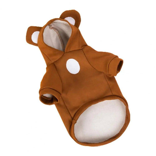 Solid Coffee Color Bear Ears Two-legged Sweatshirt for Pets - TrendyPet's Zone