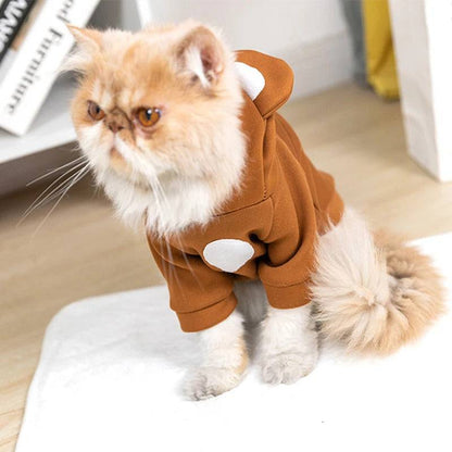 Solid Coffee Color Bear Ears Two-legged Sweatshirt for Pets - TrendyPet's Zone