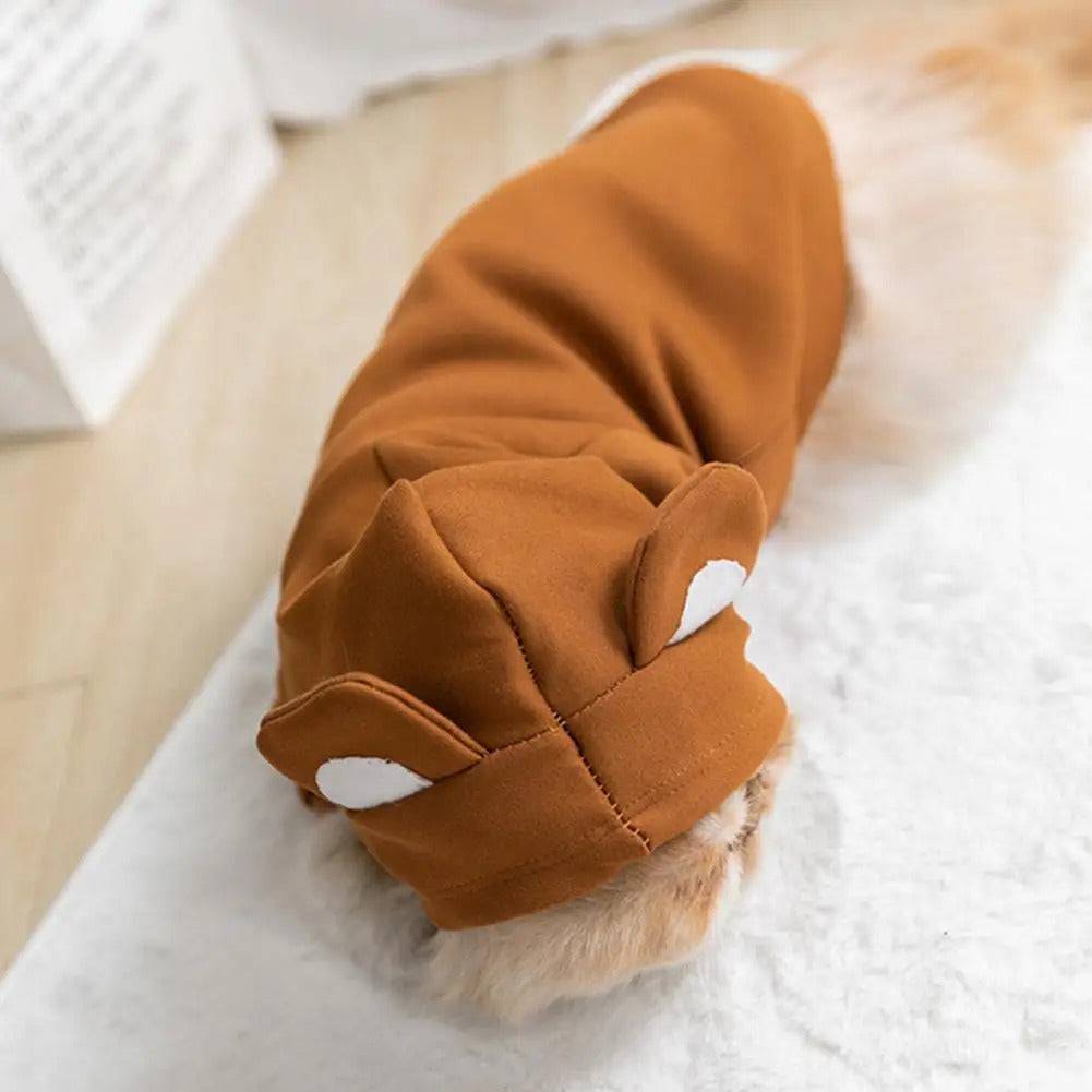 Solid Coffee Color Bear Ears Two-legged Sweatshirt for Pets - TrendyPet's Zone