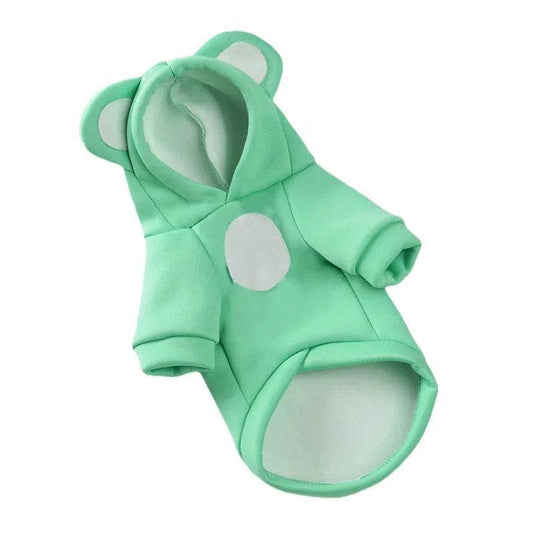 Solid Green Color Bear Ears Two-legged Sweatshirt for Pets - TrendyPet's Zone