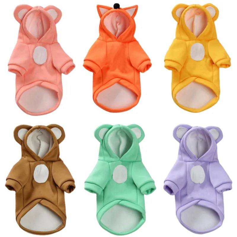 Solid Orange Color Bear Ears Two-legged Sweatshirt for Pets - TrendyPet's Zone