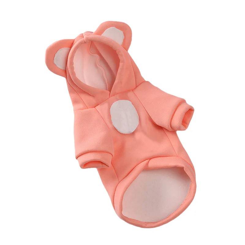 Solid Pink Color Bear Ears Two-legged Sweatshirt for Pets - TrendyPet's Zone