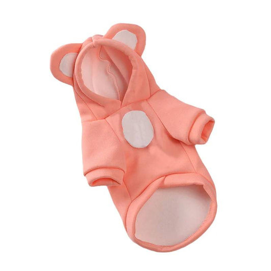 Solid Pink Color Bear Ears Two-legged Sweatshirt for Pets - TrendyPet's Zone