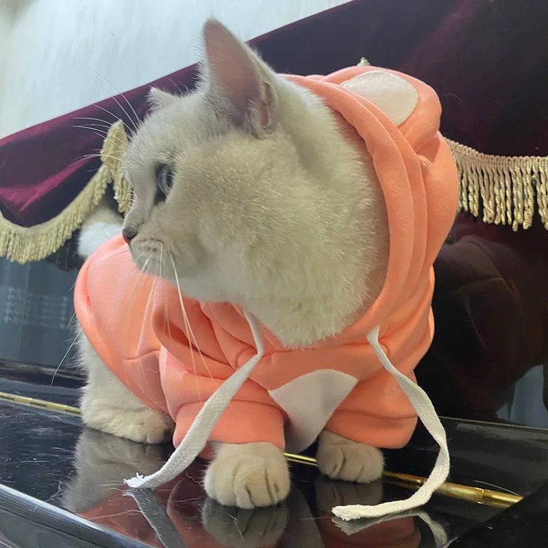Solid Pink Color Bear Ears Two-legged Sweatshirt for Pets - TrendyPet's Zone