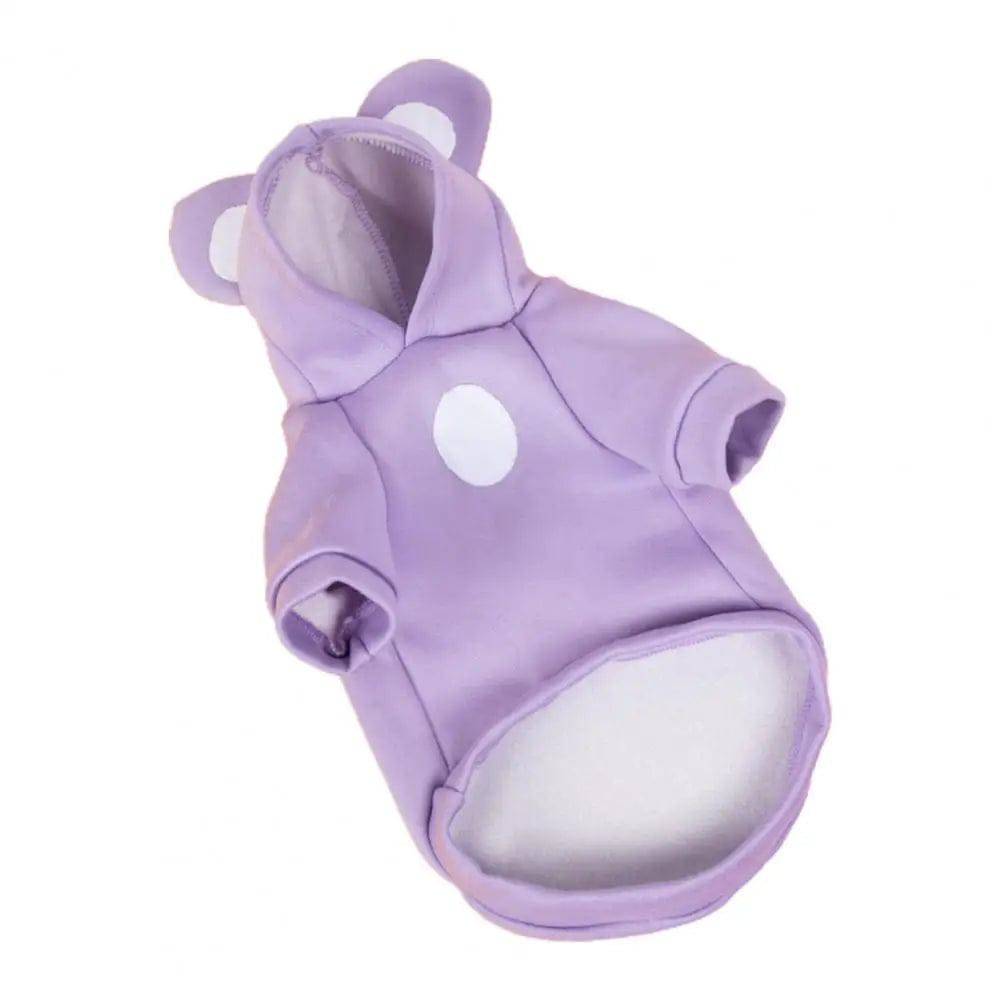 Solid Purple Color Bear Ears Two-legged Sweatshirt for Pets - TrendyPet's Zone