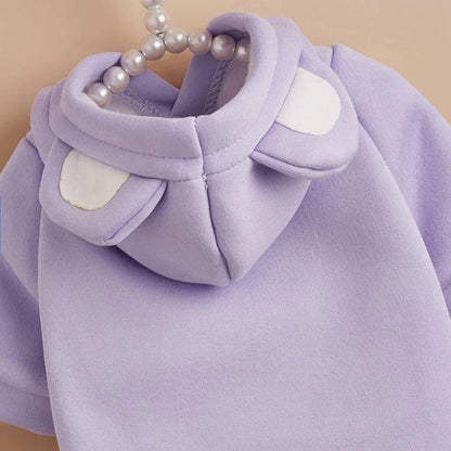 Solid Purple Color Bear Ears Two-legged Sweatshirt for Pets - TrendyPet's Zone