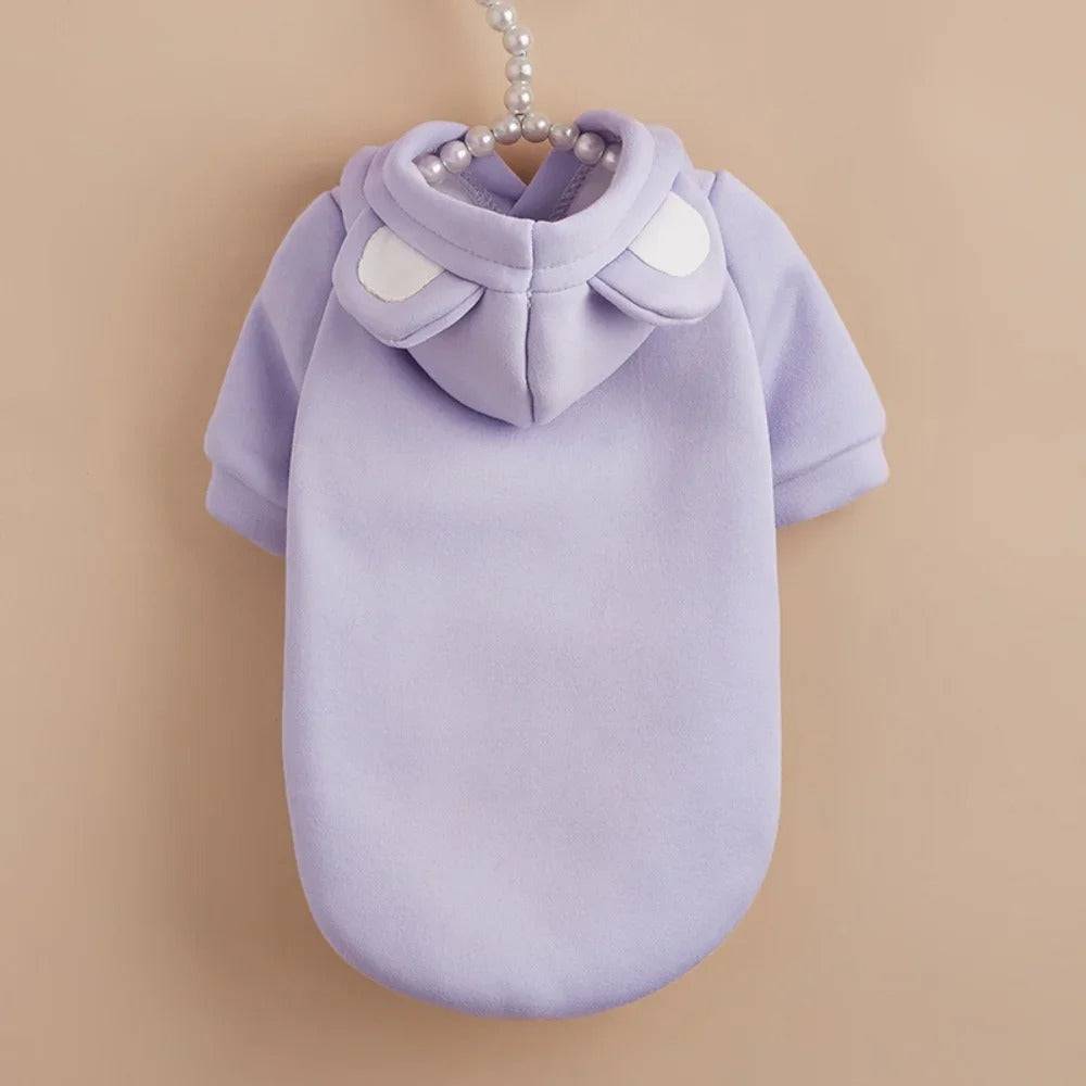 Solid Purple Color Bear Ears Two-legged Sweatshirt for Pets - TrendyPet's Zone