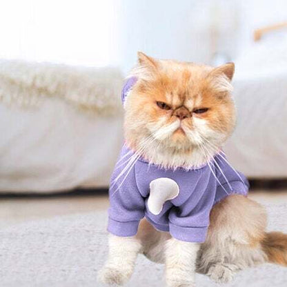Solid Purple Color Bear Ears Two-legged Sweatshirt for Pets - TrendyPet's Zone