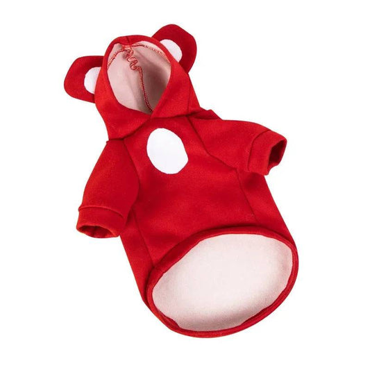 Solid Red Color Bear Ears Two-legged Sweatshirt for Pets - TrendyPet's Zone