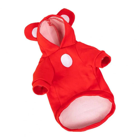 Solid Red Color Bear Ears Two-legged Sweatshirt for Pets - TrendyPet's Zone
