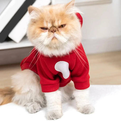 Solid Red Color Bear Ears Two-legged Sweatshirt for Pets - TrendyPet's Zone