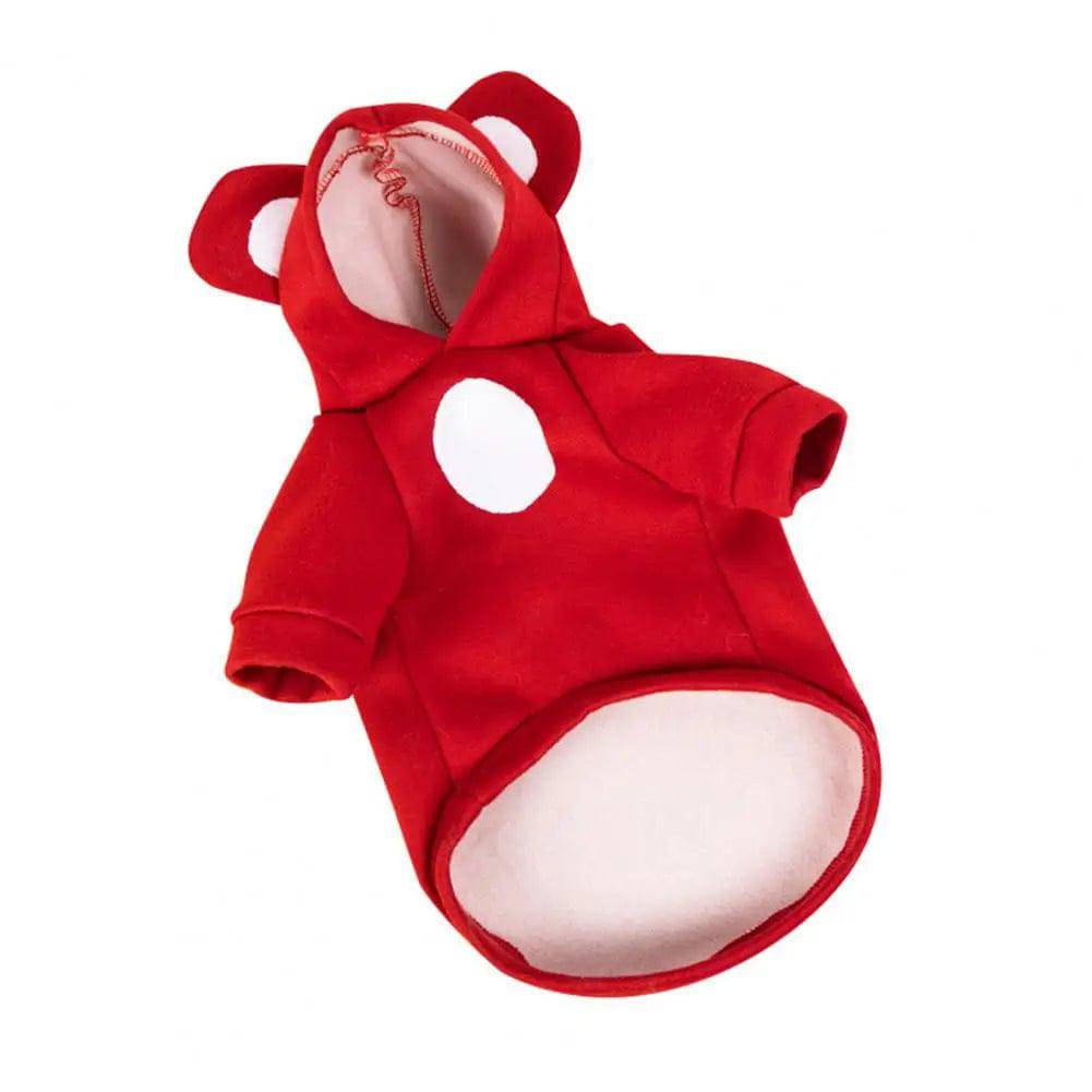 Solid Red Color Bear Ears Two-legged Sweatshirt for Pets - TrendyPet's Zone