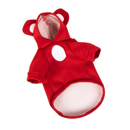 Solid Red Color Bear Ears Two-legged Sweatshirt for Pets - TrendyPet's Zone