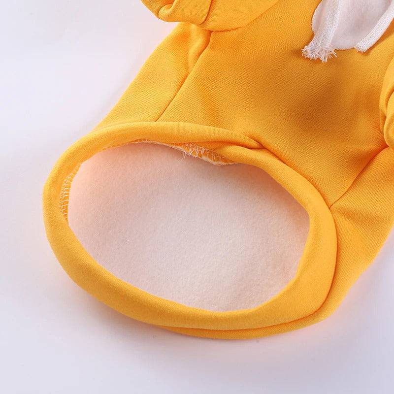 Solid Yellow Color Bear Ears Two-legged Sweatshirt for Pets - TrendyPet's Zone