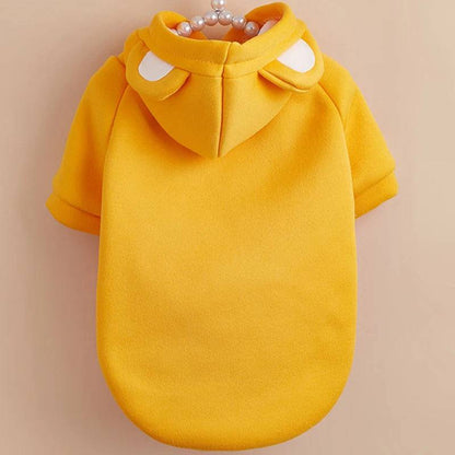 Solid Yellow Color Bear Ears Two-legged Sweatshirt for Pets - TrendyPet's Zone