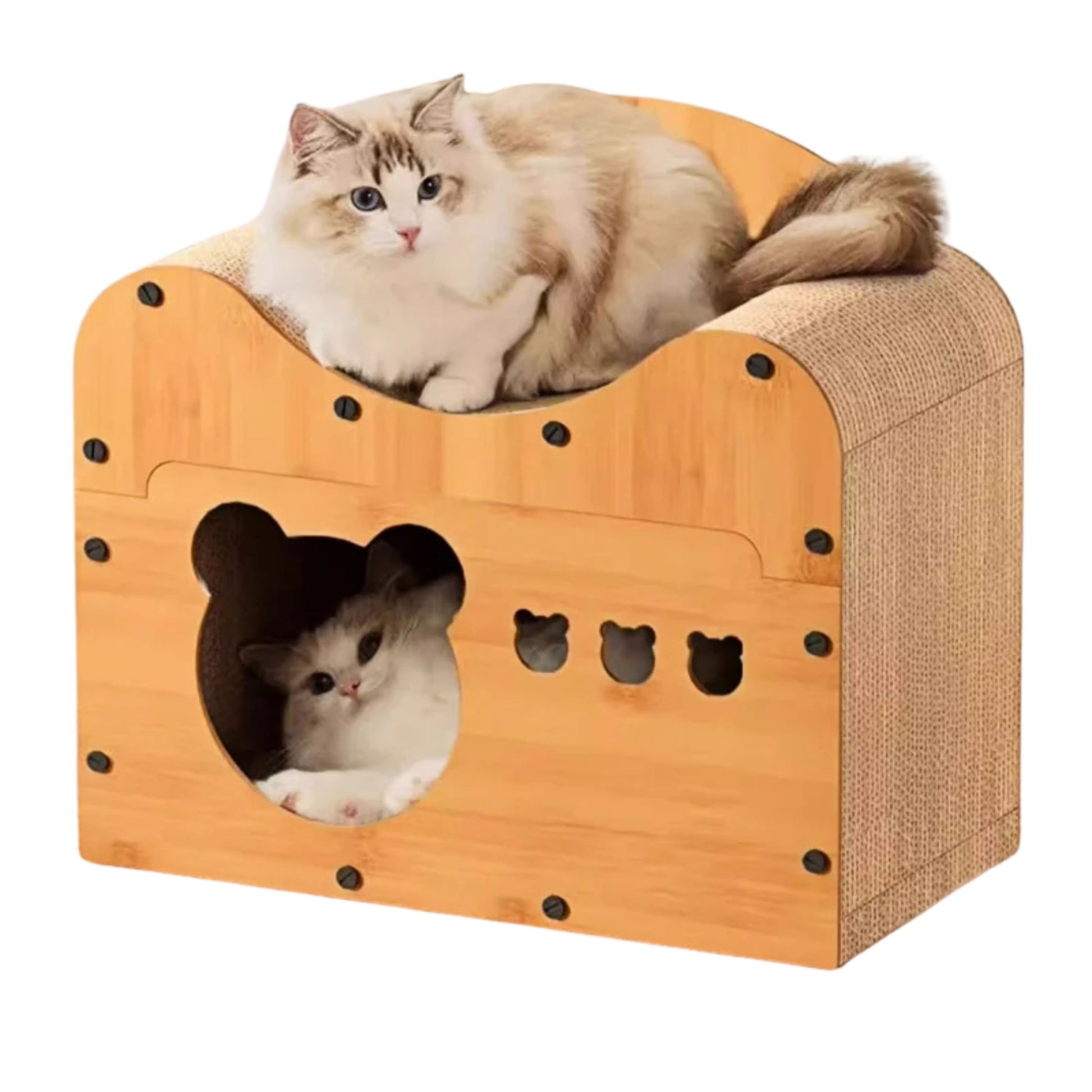 Spacious Cardboard Cat Condo Scratcher Bed Cave - TrendyPet's Zone