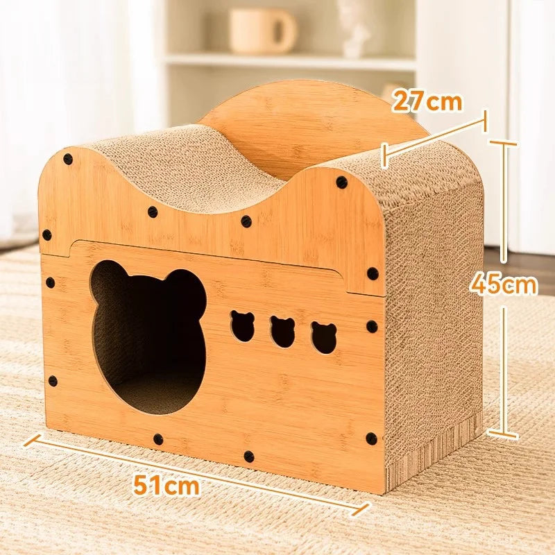 Spacious Cardboard Cat Condo Scratcher Bed Cave - TrendyPet's Zone
