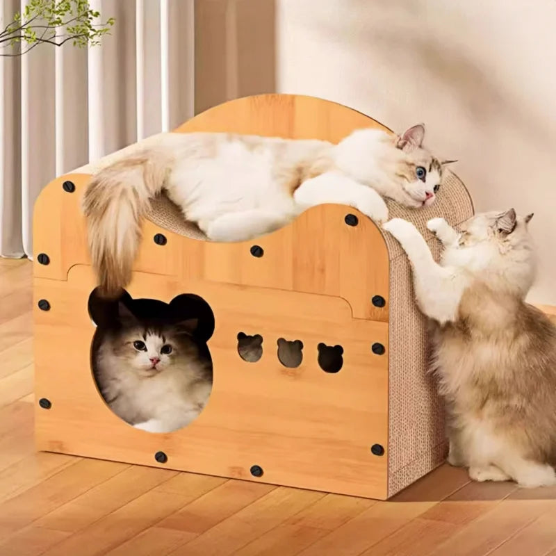 Spacious Cardboard Cat Condo Scratcher Bed Cave - TrendyPet's Zone
