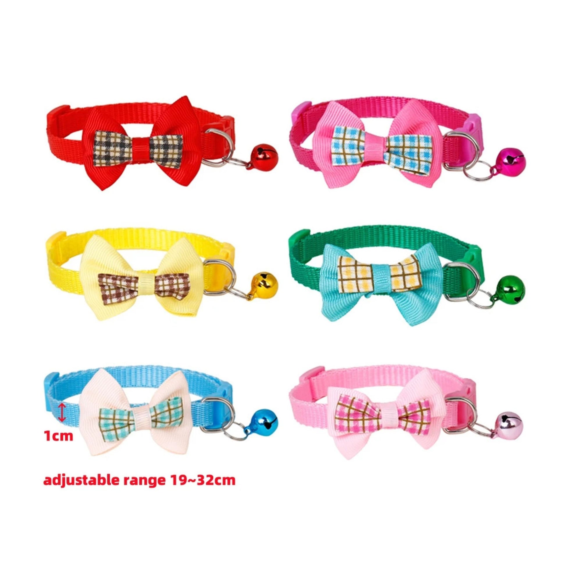 Red adjustable cat collar with bell and bow, stylish and comfortable, from TrendyPet's Zone.