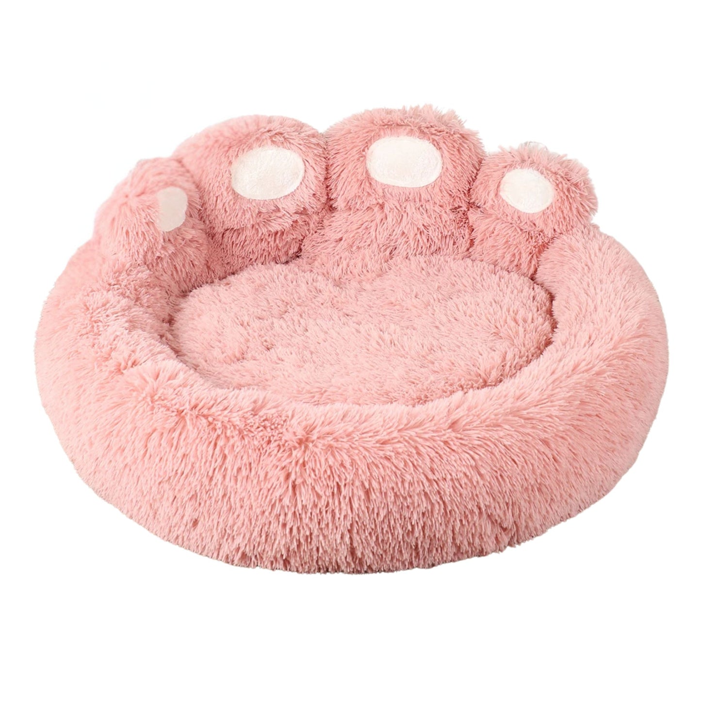 Pink Dog Bed Mat Round Large Pet House Long Plush Deep Sleeping Warm Bear Paw Shape Super Soft Cushion Calm Beds High Quality TrendyPet's Zone