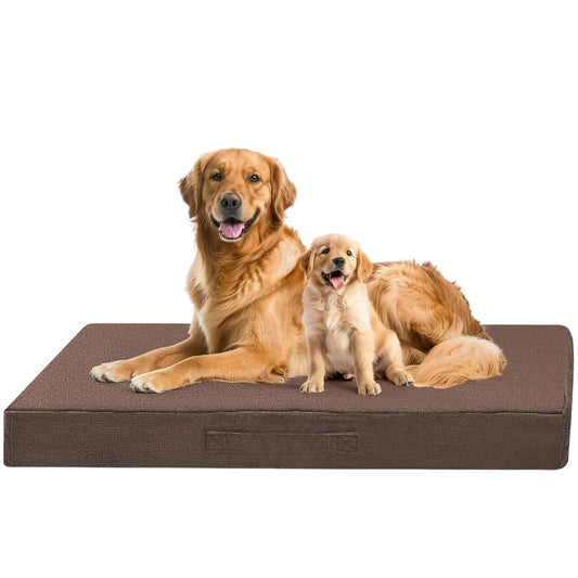 Brown Orthopedic Waterproof Dog Bed with Removable Washable Cover and Nonskid Bottom for Crate, Memory Foam XL Size 42" × 29" × 4" TrendyPet's Zone