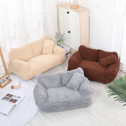 Gray Warm Detachable Pet Sofa Cat Bed with Open Design for Small Cats and Dogs, Ideal for Playing and Sleeping TrendyPet's Zone