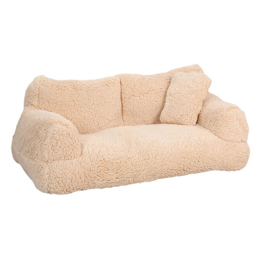 Beige Warm Detachable Pet Sofa Cat Bed with Open Design for Small Cats and Dogs, Ideal for Playing and Sleeping TrendyPet's Zone