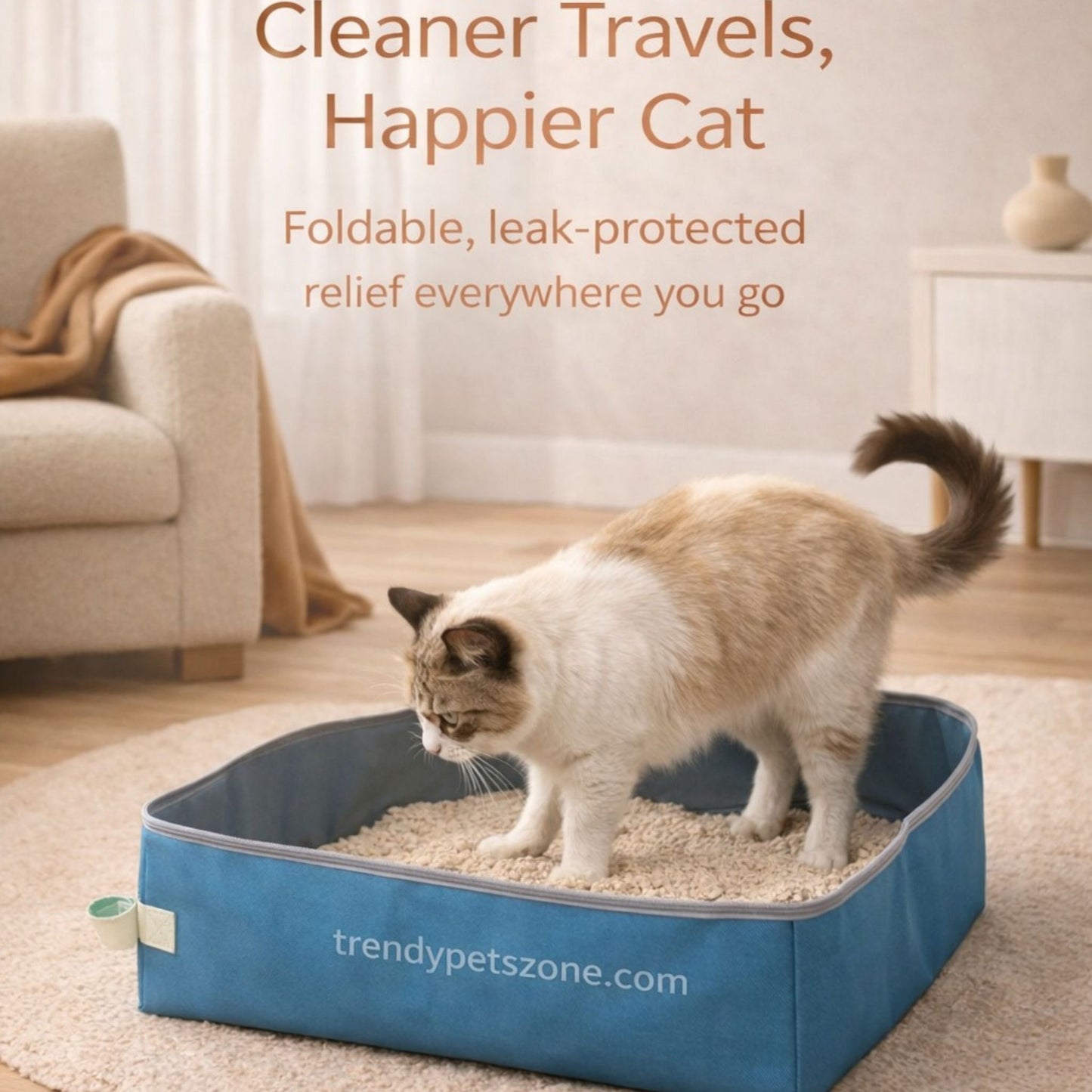 Purple Semi-Enclosed Foldable Cat Litter Box – Portable Waterproof Oxford Cloth Large Kitten Litter Tray TrendyPet's Zone