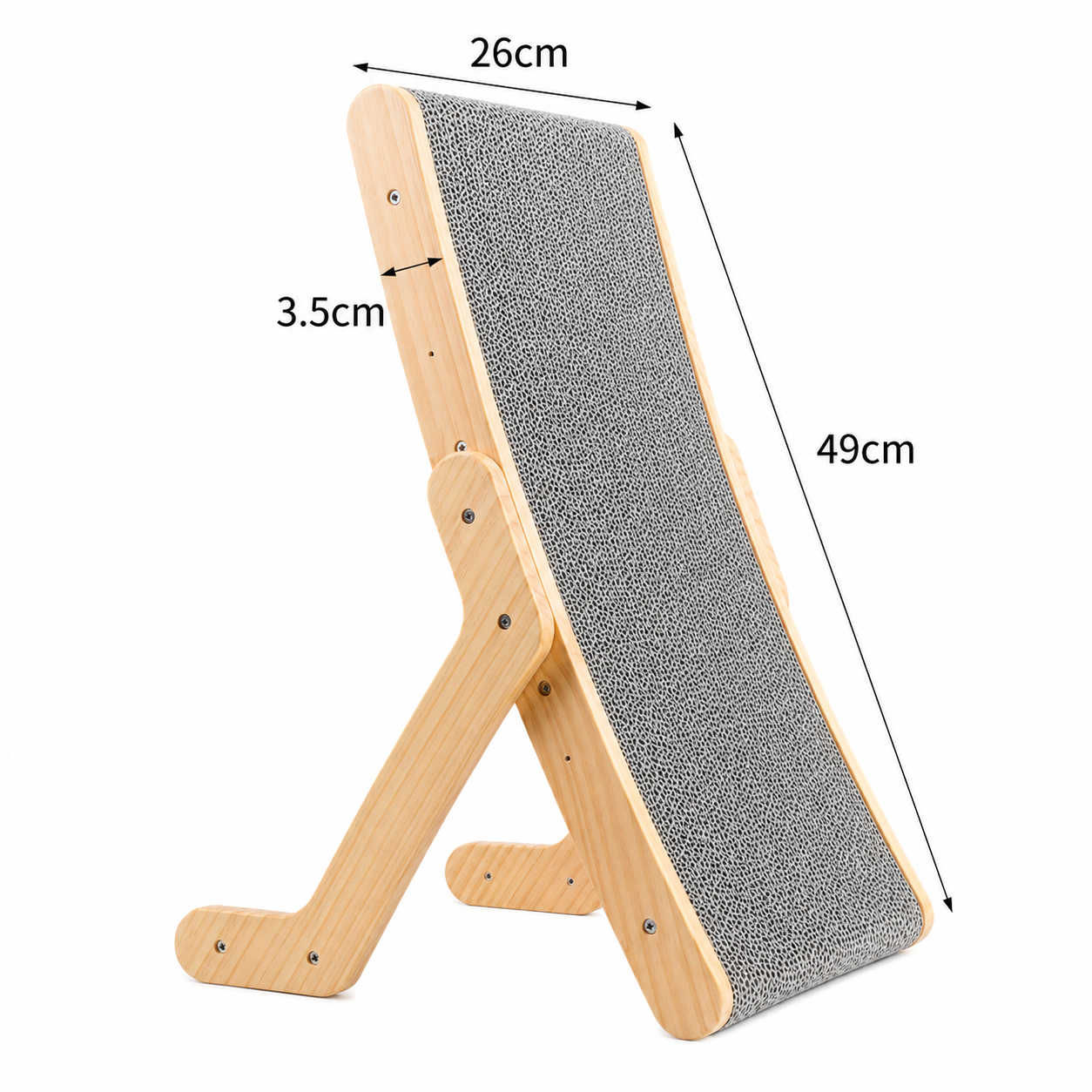 Wooden cat scratcher bed with vertical claw grinder, scratching board, and mat for cats from TrendyPet's Zone.