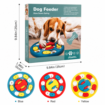 TrendyPet's Zone puzzle feeder for dogs and cats, featuring a slow food bowl, training toy, and leakage tray for mental stimulation.