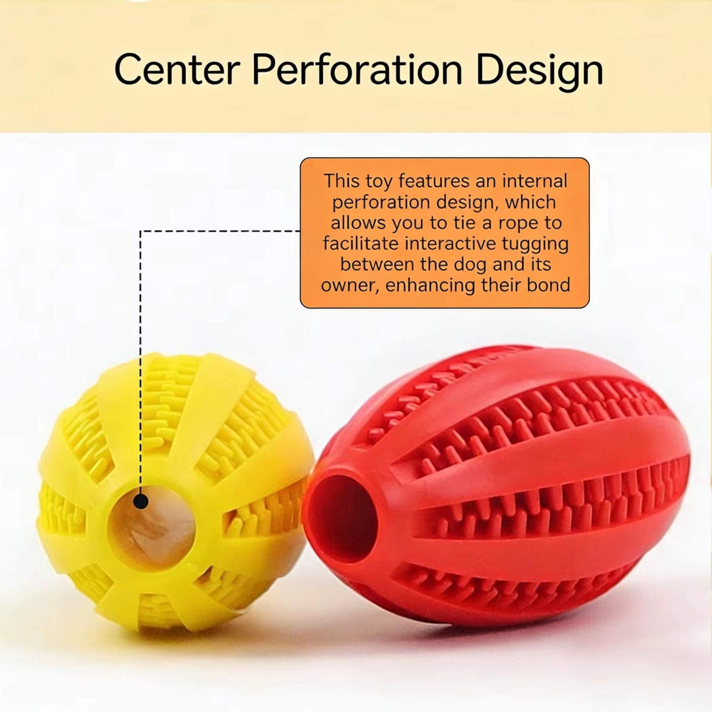 Red rubber dog toy ball from TrendyPet's Zone, interactive chew toy with elasticity, ideal for small and big dogs, promotes tooth cleaning.