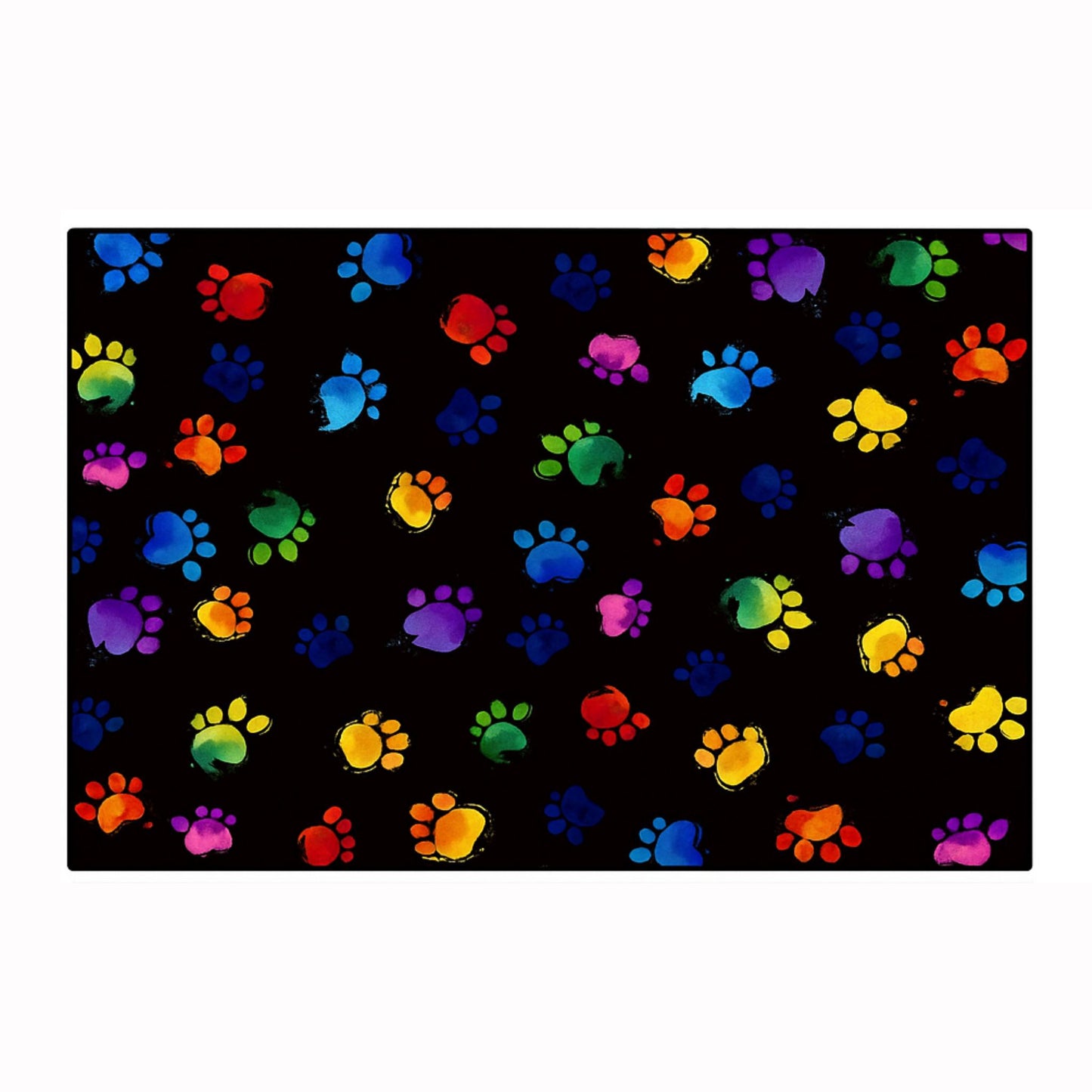 Vibrant Dog Paw Print Area Rug Colorful, Non-Slip & Machine Washable Pet Mat for Living Room, Bedroom, Nursery TrendyPet's Zone