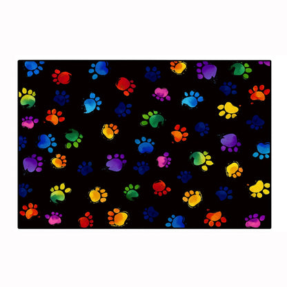 Vibrant Dog Paw Print Area Rug Colorful, Non-Slip & Machine Washable Pet Mat for Living Room, Bedroom, Nursery TrendyPet's Zone