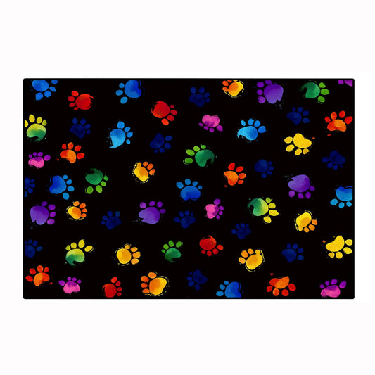 Vibrant Dog Paw Print Area Rug Colorful, Non-Slip & Machine Washable Pet Mat for Living Room, Bedroom, Nursery TrendyPet's Zone