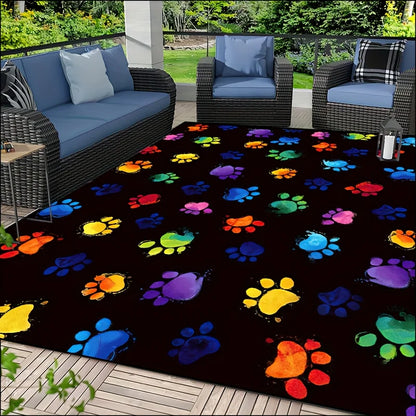 Vibrant Dog Paw Print Area Rug Colorful, Non-Slip & Machine Washable Pet Mat for Living Room, Bedroom, Nursery TrendyPet's Zone