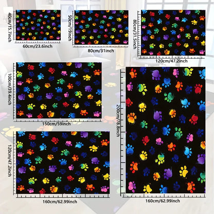 Vibrant Dog Paw Print Area Rug Colorful, Non-Slip & Machine Washable Pet Mat for Living Room, Bedroom, Nursery TrendyPet's Zone