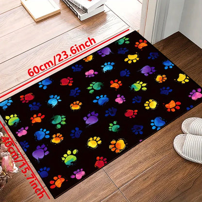 Vibrant Dog Paw Print Area Rug Colorful, Non-Slip & Machine Washable Pet Mat for Living Room, Bedroom, Nursery TrendyPet's Zone