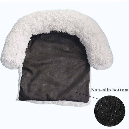 White Coffee Washable Removable Plush Pet Dog Bed Sofa House Mat Kennel Winter Warm Bed Pad Washable Dog Cushion Blanket Sofa Cover - TrendyPet's Zone