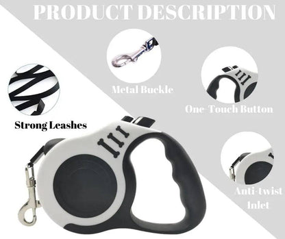 White Dog Leash 3m 5m Durable Leash Automatic Retractable Nylon Cat Lead Extension Puppy Walking Running Lead Roulette For Dog - TrendyPet's Zone