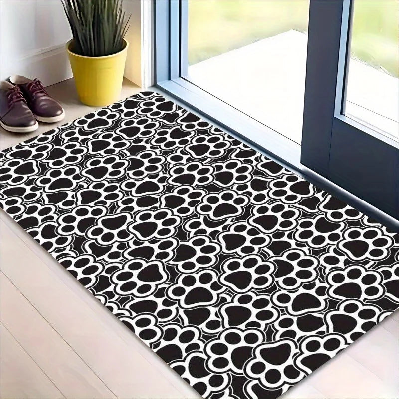 White Dog Paw Print Rug Cute Pattern Carpet Mat for Living Room, Bedroom & Entryway TrendyPet's Zone