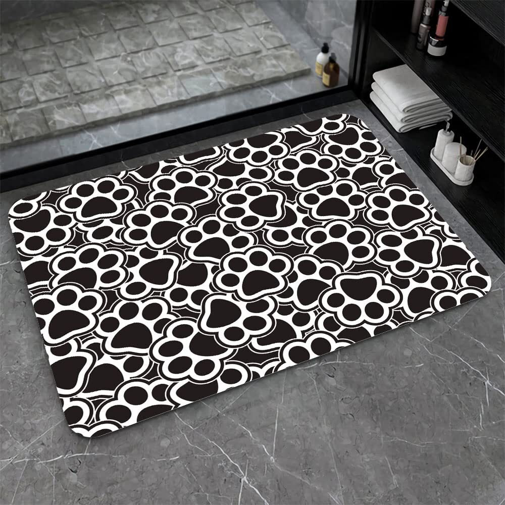White Dog Paw Print Rug Cute Pattern Carpet Mat for Living Room, Bedroom & Entryway TrendyPet's Zone