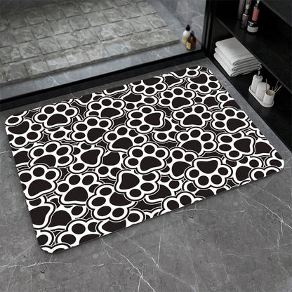 White Dog Paw Print Rug Cute Pattern Carpet Mat for Living Room, Bedroom & Entryway TrendyPet's Zone