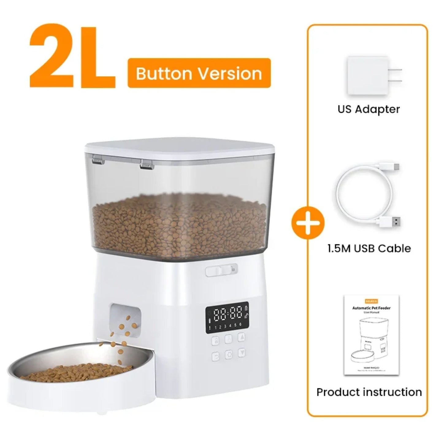 White 2L Smart Automatic Cat & Dog Food Dispenser, Portion Control Feeder TrendyPet's Zone