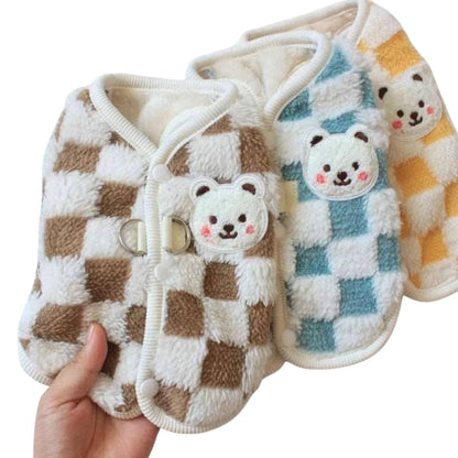 Winter Warm Hairless Cat Clothing Coffee Plaid Sweater Vest TRENDYPET'S ZONE