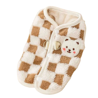 Winter Warm Hairless Cat Clothing Coffee Plaid Sweater Vest TRENDYPET'S ZONE