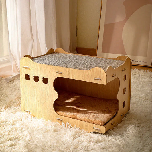 Wooden Cat Scratching Board Nest All-in-one TrendyPet's Zone