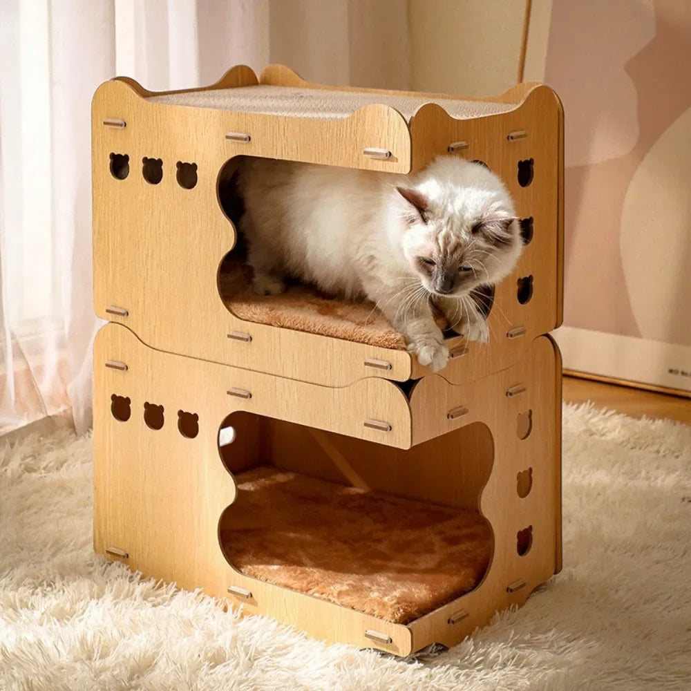 Wooden Cat Scratching Board Nest All-in-one TrendyPet's Zone