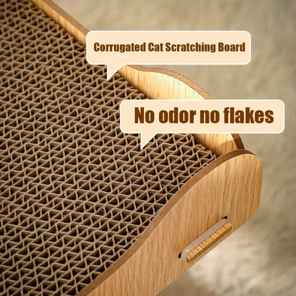 Wooden Cat Scratching Board Nest Double Stackable Corrugated Cardboard TrendyPet's Zone
